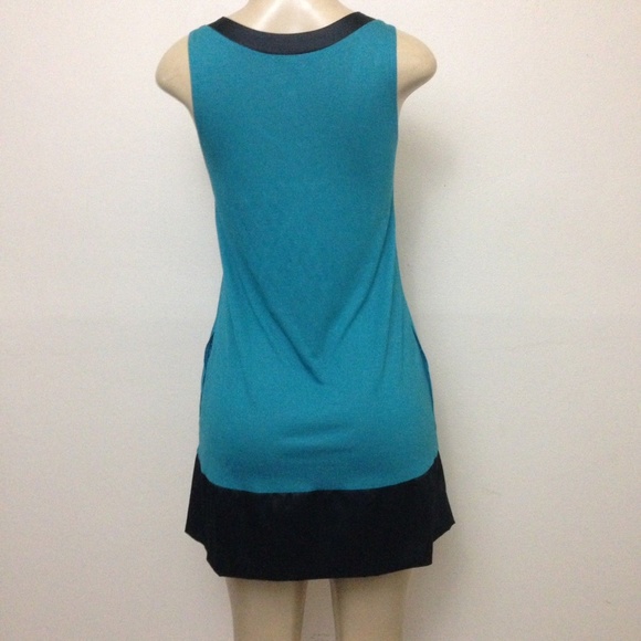 Express Dress S Shift Teal Black Satiny Trim - Picture 4 of 8